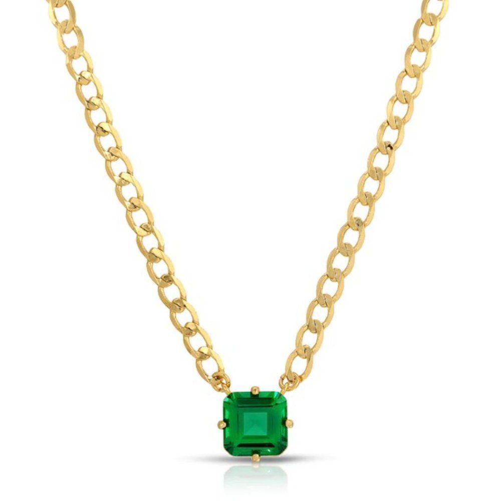 JOY DRAVECKY BIG ENERGY SOLITAIRE GREEN (EMERALD) CZ NECKLACE NWOT